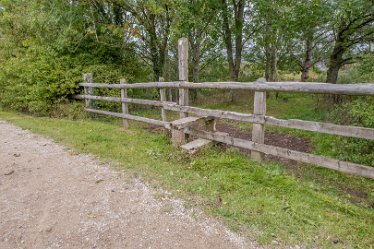 F20B8127r2 2nd October 2020: Rocester walk: Across the track and over this stile: Paul L.G. Morris
