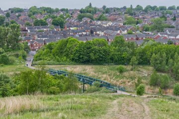 whitfield-valley-and-chatterley-PLGM-H25_4064r1 22nd May 2025: Chatterley Whitfield Colliery: © 2025 Paul L.G. Morris: View from the spoil heap of the footbridge