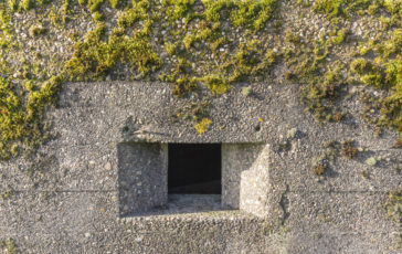 One of the loopholes on the Type 24 Pillbox at the National Memorial Arboretum on the River Tame near Alrewas. Photo © 2022 Transforming the Trent Valley (Steven Cheshire)