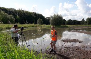 Hamish filming on Burton Washlands